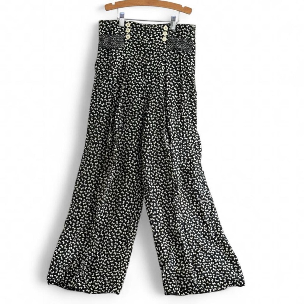 Vintage Bow Patterned High Waisted Wide-Leg Pants Women’s Size 4